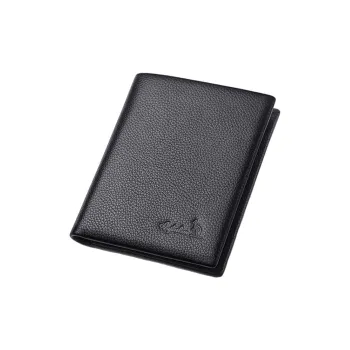 AUGTARLION Genuine Leather Cow Leather Durable Coin Wallet Regular Men's Black
