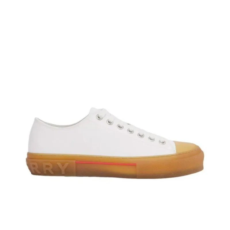 Burberry Logo Detail Cotton Trainer White-1