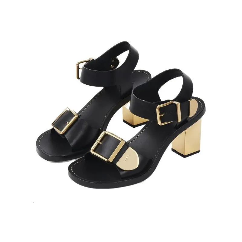 Chloe Rebecca One Strap Sandals 7.5cm Women's Black-3