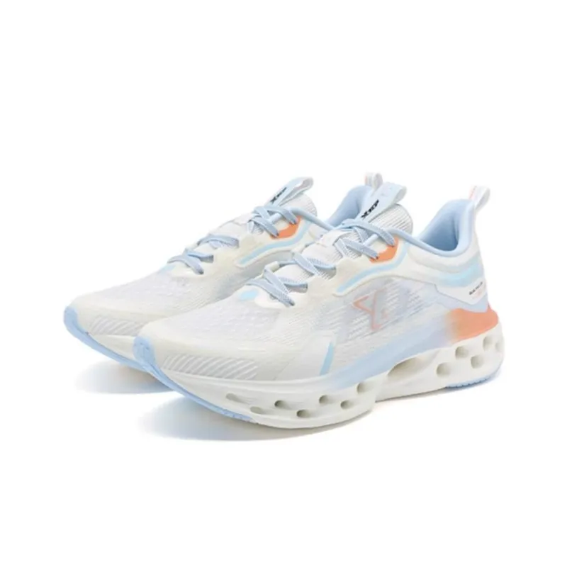 XTEP Shock Absorption Spinning 10.0 Cushioned Wear Resistant Breathable Low Top Running Shoes Men's White Blue-2