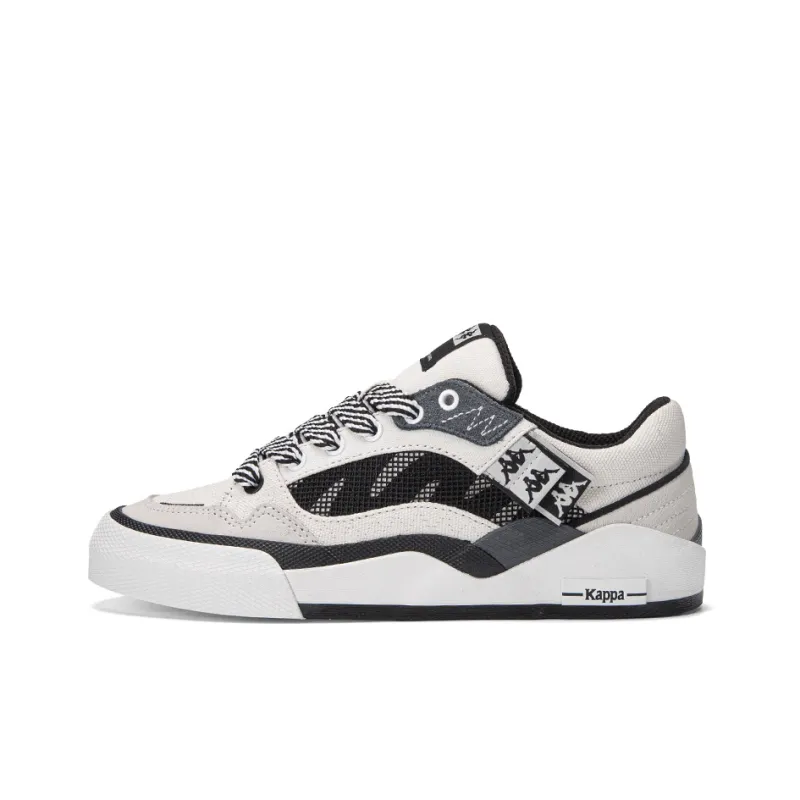 Kappa Anti Slip Wear Resistant Low Top Skateboard Shoes Unisex Black White-0