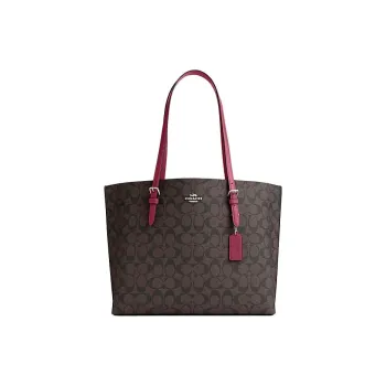 COACH Mollie Artificial Leather Tote Bag Shopping Bag Handbag Shoulder Bag Women's Brown & Bright Violet