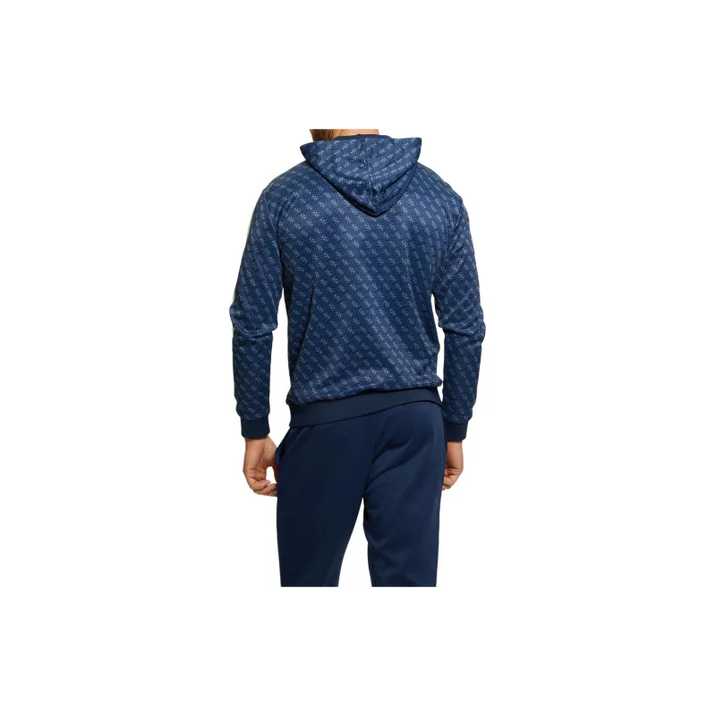 GUESS Eco Leroi Quattro Signature Hoodie Sweatshirt Men's Dark Blue-1
