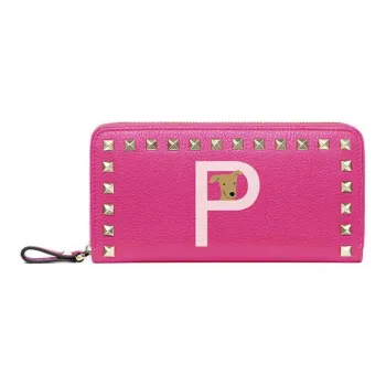 Valentino GARAVANI ROCKSTUD Grained Calfskin Wallet Women's Fuchsia & Rose Quartz
