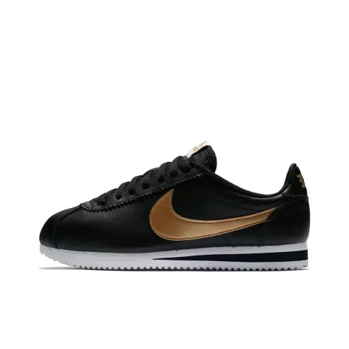 Nike Cortez Leather Black Gold Women's