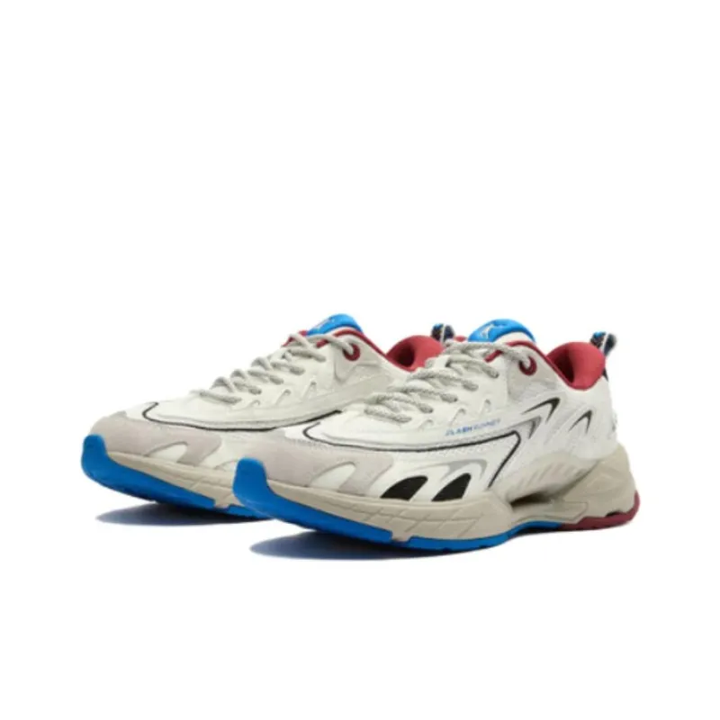 QIAODAN VIA9000 Impact Resistant Lightweight Low Top Casual Shoes Men's White Red Blue-2