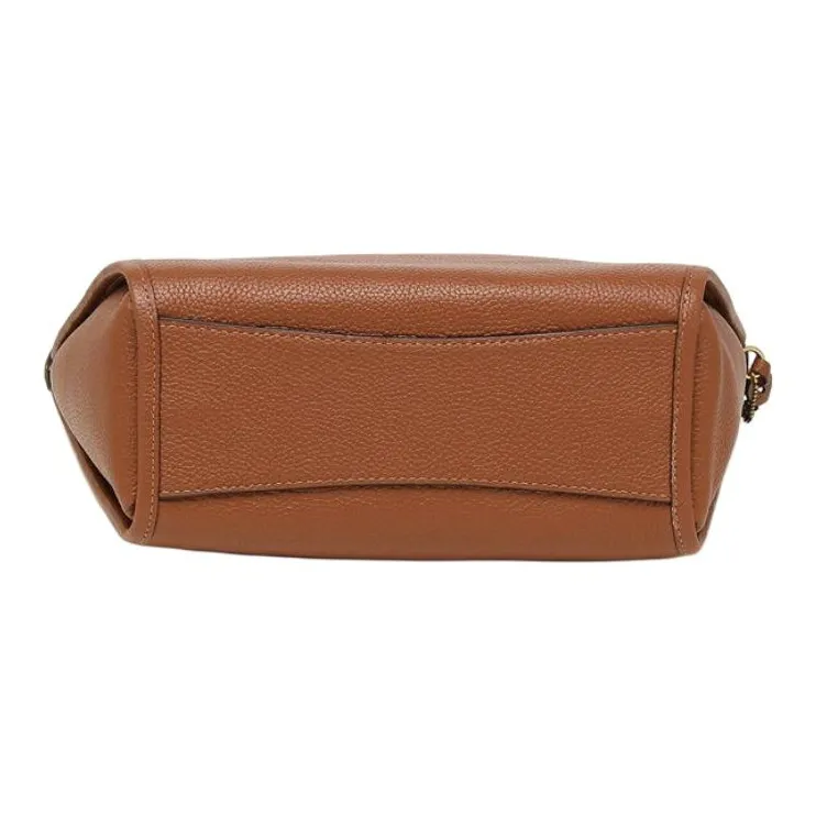 COACH Dufflette Polished Pebbled Leather Shoulder Bag Crossbody Bag Small Size Women's Brown-4