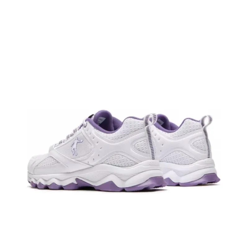 QIAODAN Cushioning Wear Resistant Low Top Running Shoes Men's White Purple-3