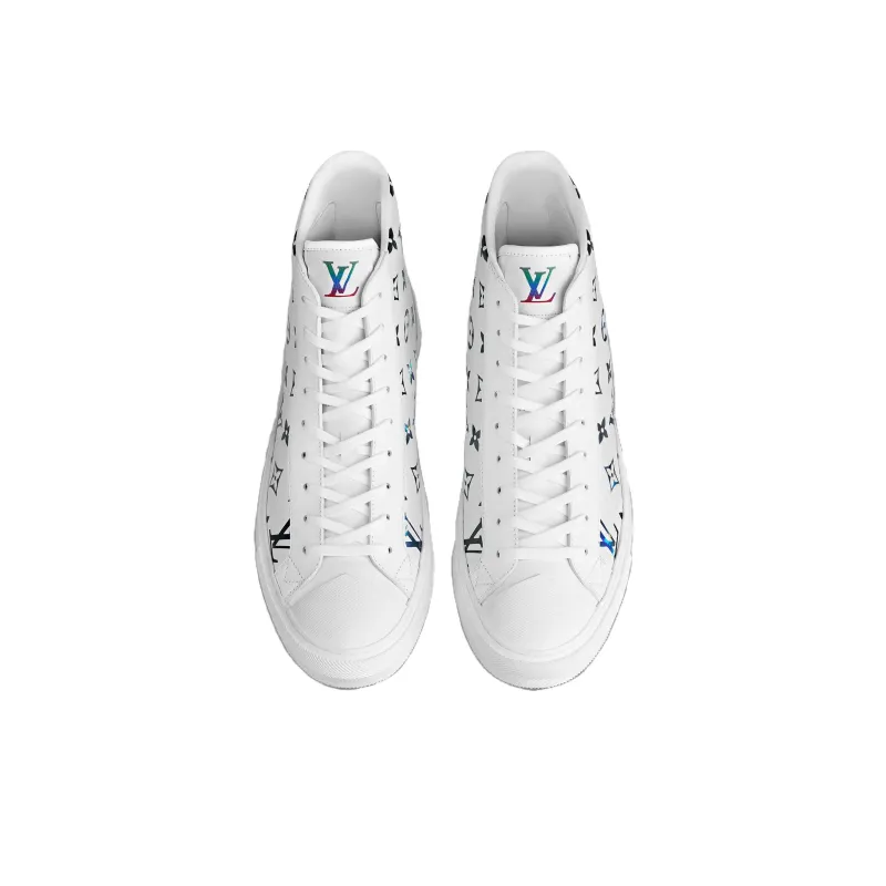 LOUIS VUITTON Tattoo Ankle Sneakers 'White With Colorful Monogram'-3