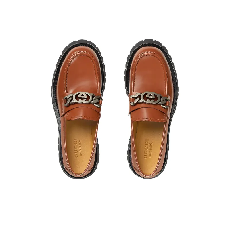 GUCCI Interlocking G Loafers Brown-3