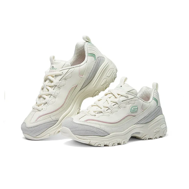 Skechers DLITES Chunky Sneakers Women's Low Top White Green Gray-3