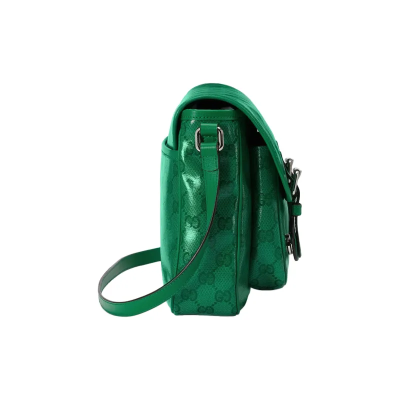 GUCCI Crystal Canvas Shoulder Bag Crossbody Bag Kids' Green-3