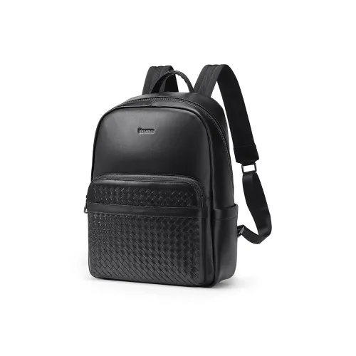 Playboy Top Grain Cow Leather Backpack Regular Men's Black
