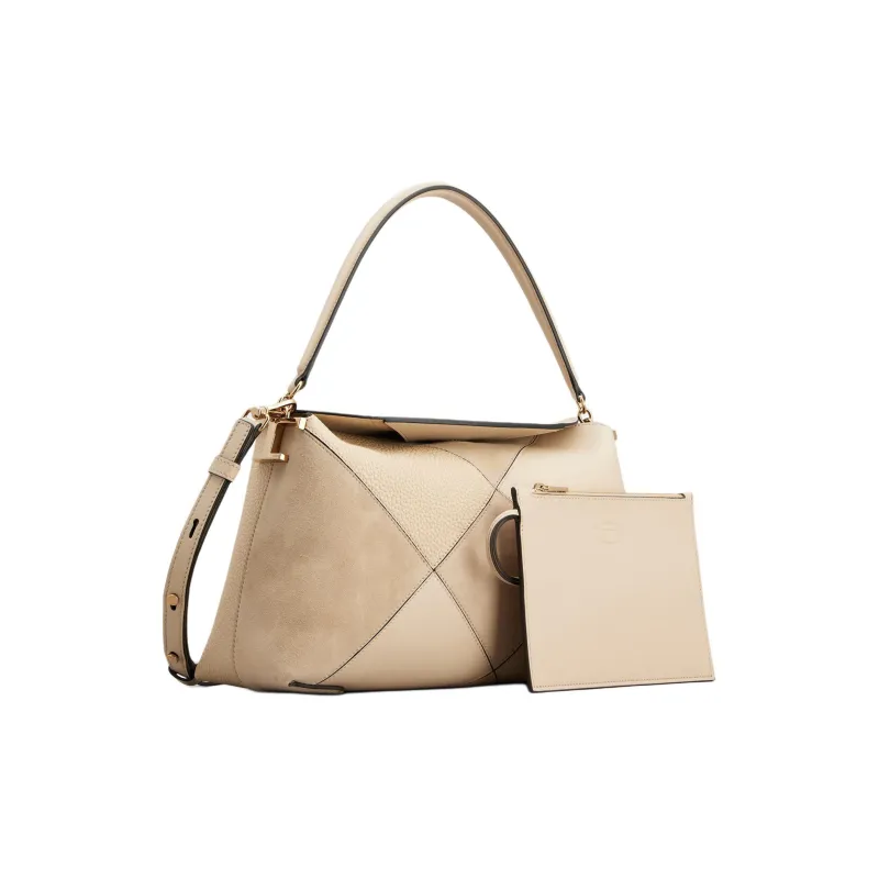 TOD'S Cow Leather Messenger Bag, Tote Bag, Shopping Bag, Handbag Small Size Women's Beige Yellow-1
