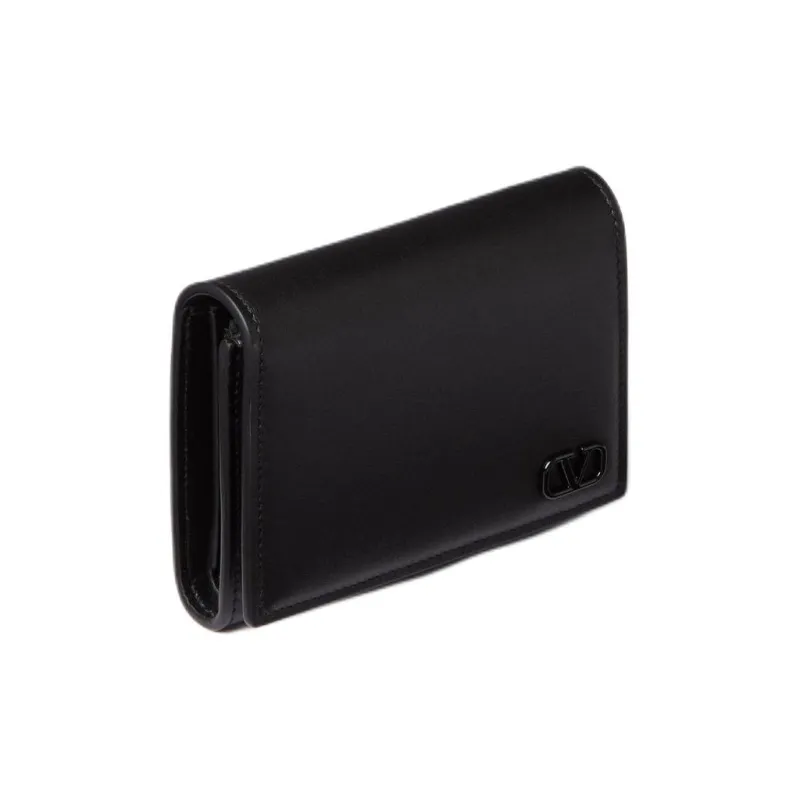 Valentino Vlogo Calfskin Wallet Mini Men's Black-1