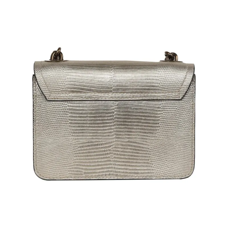 MOSCHINO Leather Shoulder Bag Crossbody Bag Women's Metallic-3