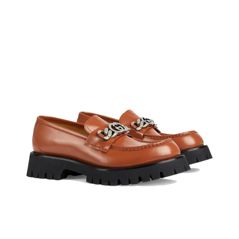 GUCCI Interlocking G Loafers Brown-2