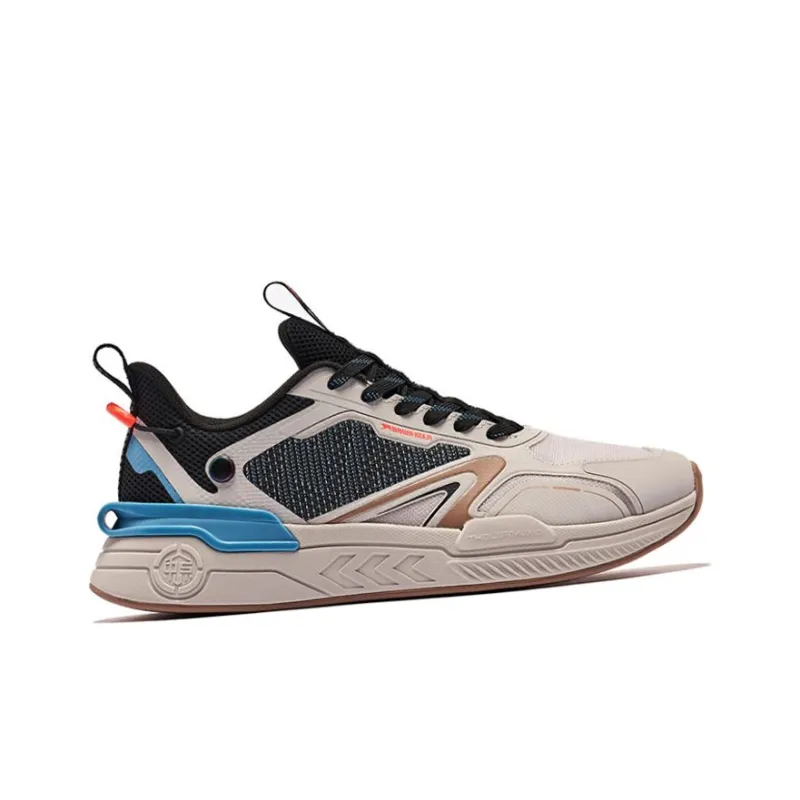 QIAODAN Anti Slip Wear Resistant Breathable Lightweight Low Top Running Shoes Men's Gray Black Blue-1