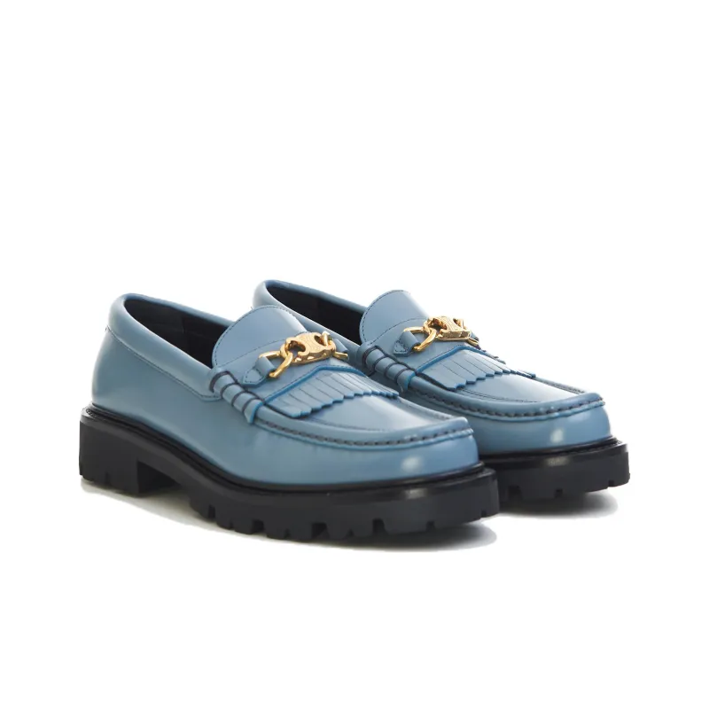 CELINE Triomphe Loafers Women's Blue-3
