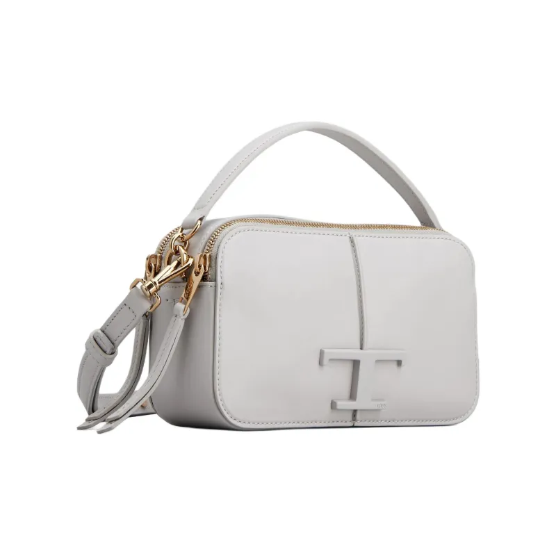 TOD'S Timeless Calfskin Camera Bag, Shoulder Bag, Crossbody Bag, Handbag Mini Women's Gray-1