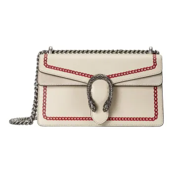 GUCCI Dionysus Leather Portable Crossbody Bag, Shoulder Bag Women's Ivory White