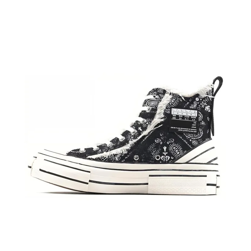 VESSEL Durable Breathable High Top Skateboard Shoes Unisex Black White-0