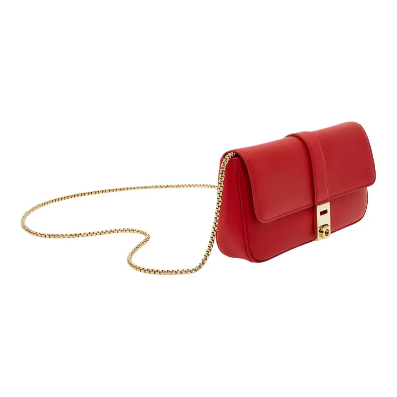FERRAGAMO GANCINI Calfskin Handheld Shoulder Bag, Crossbody Bag Mini Women's Flame Red-3