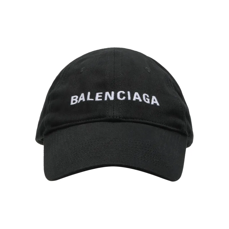 Balenciaga Cotton Baseball Caps Unisex Black-4