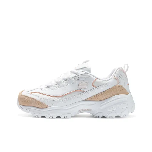 Skechers D'Lites 1.0 Chunky Sneakers Women's Low-Top White/Orange/Pink