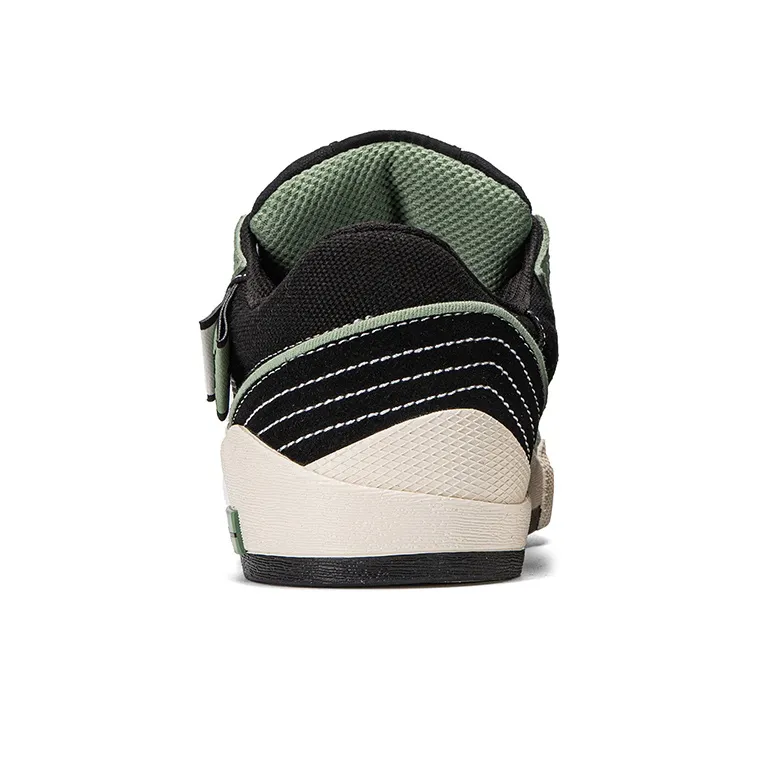 Kappa Anti Slip Wear Resistant Low Top Skateboard Shoes Unisex Black Green-4
