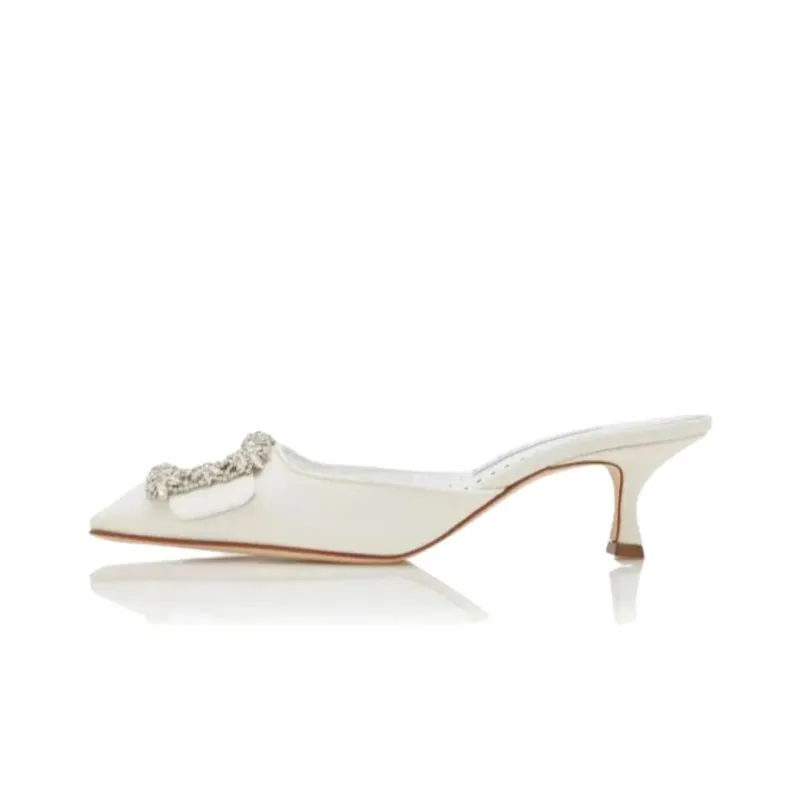 MANOLO BLAHNIK Wrap-toe Slippers Women's White-0