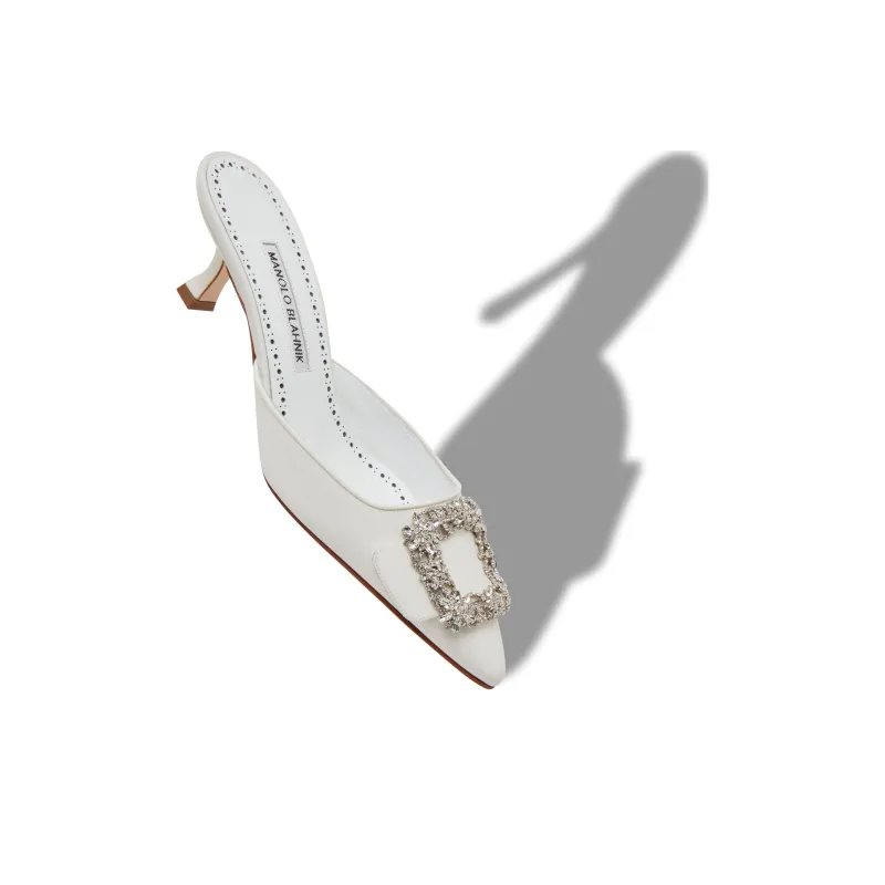 MANOLO BLAHNIK Wrap-toe Slippers Women's White-3