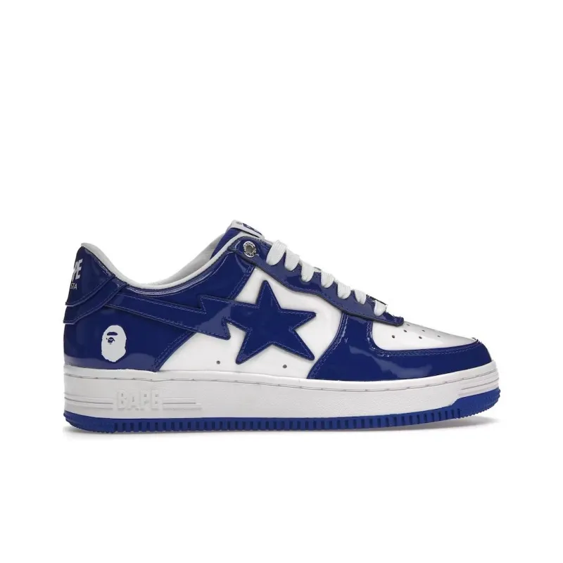 A BATHING APE Bape Sta Patent Leather White Blue 2023-1