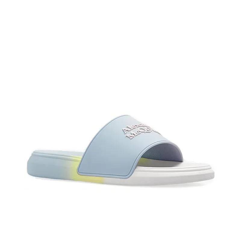Alexander McQueen Rubber Sole Slip Resistant Slide Slippers Women's Blue-2