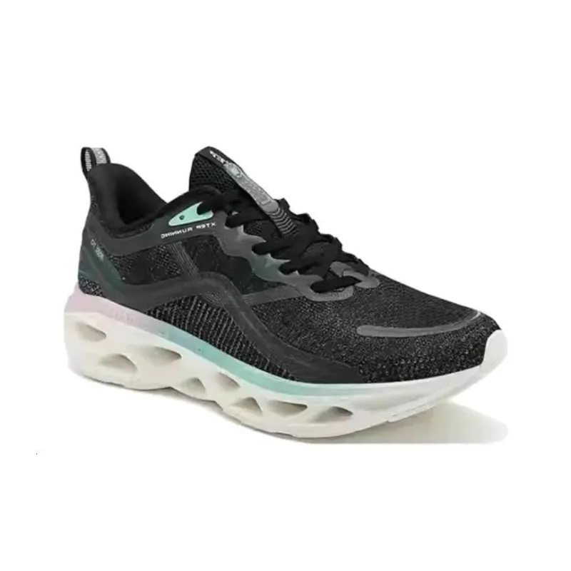 XTEP Shock Absorption Spinning 10.0 Anti Slip Wear Resistant Low Top Running Shoes Women's Black Green Pink-2