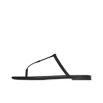 SAINT LAURENT Cassandra Logo Plaque Slides Women's