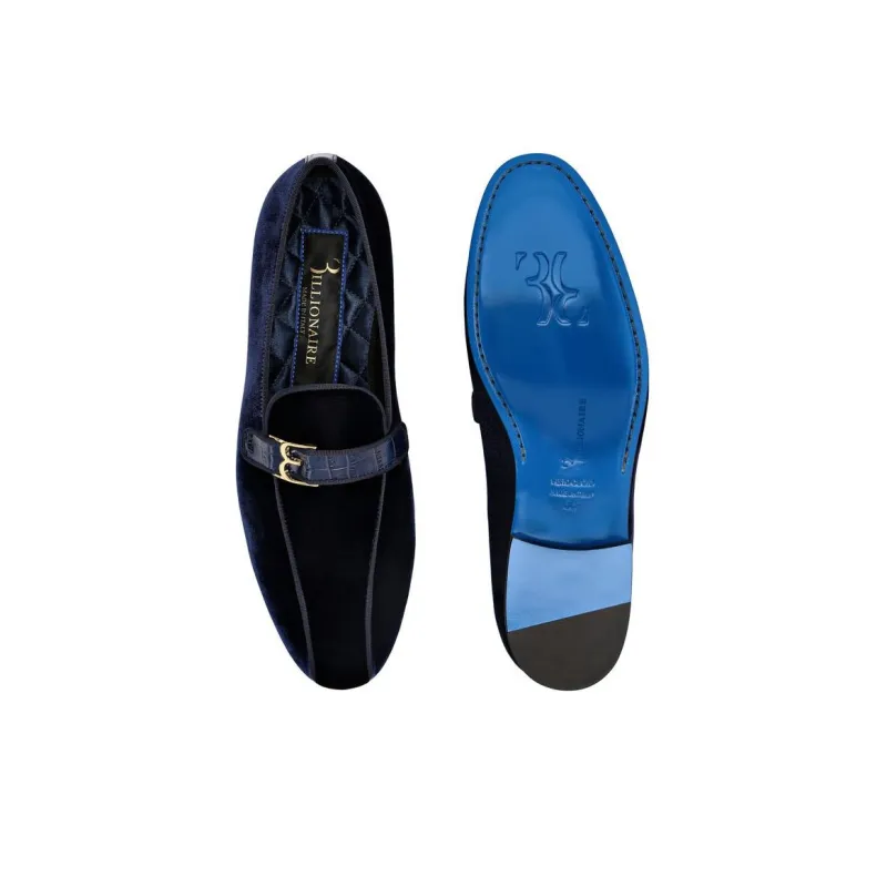 Billionaire Logo-plaque Velvet Loafers-4