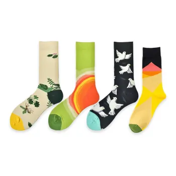 Flowers In Water Mid-Calf Socks Men's 4 Pack