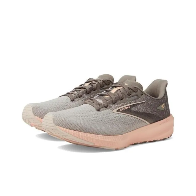 Brooks Launch 10 Grey Crystal Grey Pale Peach Women's-2