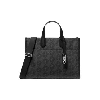 MICHAEL KORS Gigi Coated Canvas Tote Bag, Shopping Bag, Shoulder Bag, Crossbody Bag, Handbag Large Size Women's Black