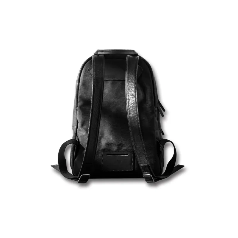 Back Step Top Grain Vegetable Tanned Cow Leather Double Shoulder Computer Travel Large Size Unisex Black-2