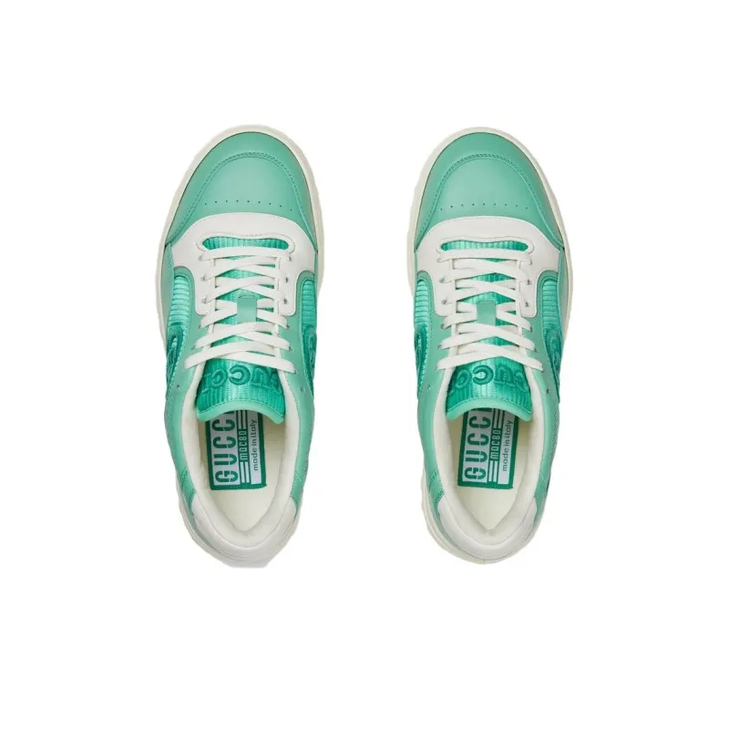 GUCCI Women's MAC80 Leather Sneaker Turquoise-2