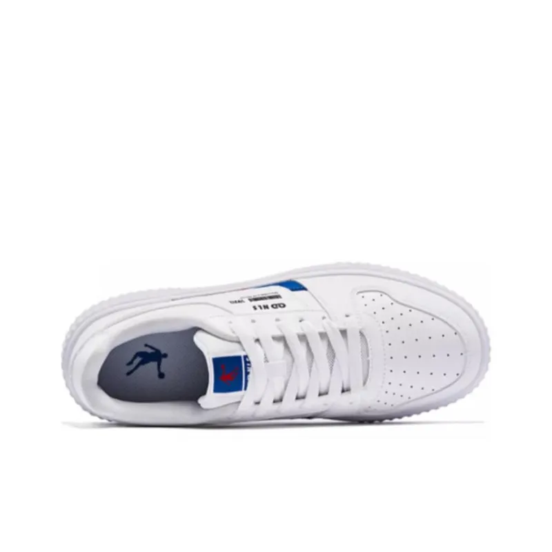 QIAODAN Slip Resistant Shock Absorbers With Abrasion Resistant Properties Low Top Skateboard Shoes Men's White Blue-2