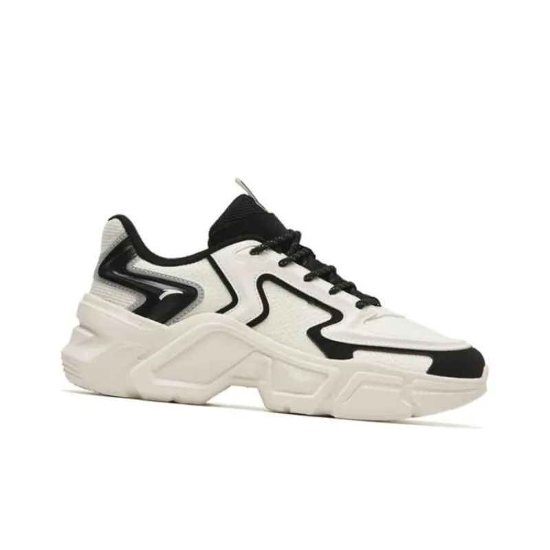 Anta Anti Slip Wear Resistant Low Top Chunky Sneakers Women's White Black-3