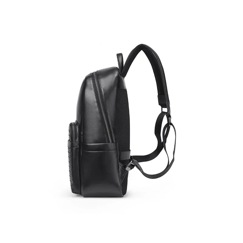 Playboy Top Grain Cow Leather Backpack Regular Men's Black-2
