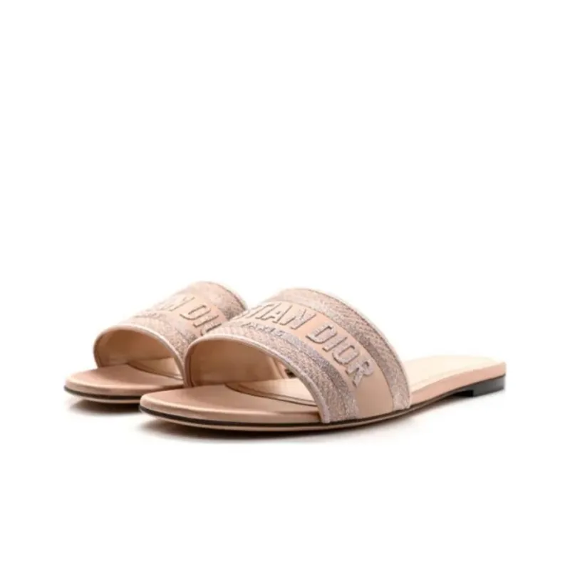 DIOR Dway Rubber Sole Abrasion Resistant Slide Slippers Women's Beige-3