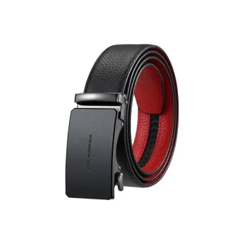 FAIRWHALE Top Grain Cow Leather Leather Belts Men's Red Width  3.5cm