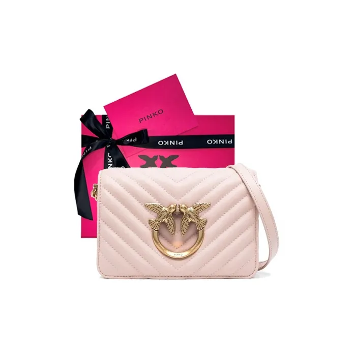 PINKO Calfskin Shoulder Bag Crossbody Bag Women's Light Pink-6