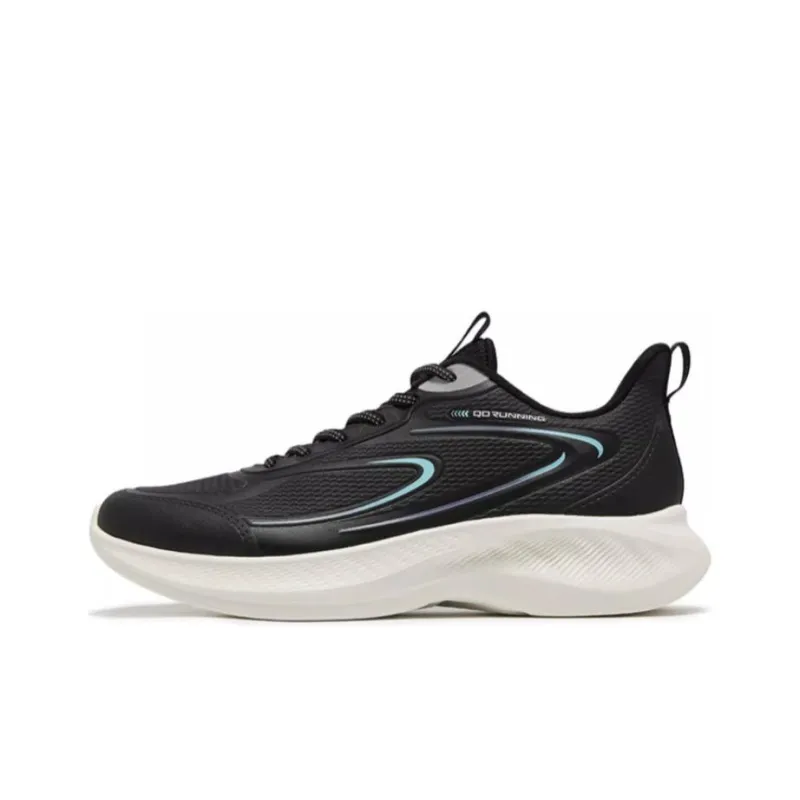 QIAODAN Wear-Resistant Low-Top Running Shoes Men's Black Blue-0