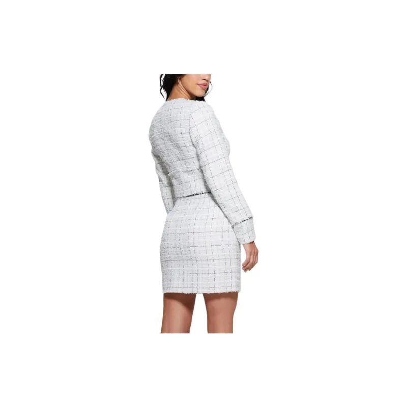 GUESS Eco Sofia Tweed Jacket Jackets Coats Women's White-1